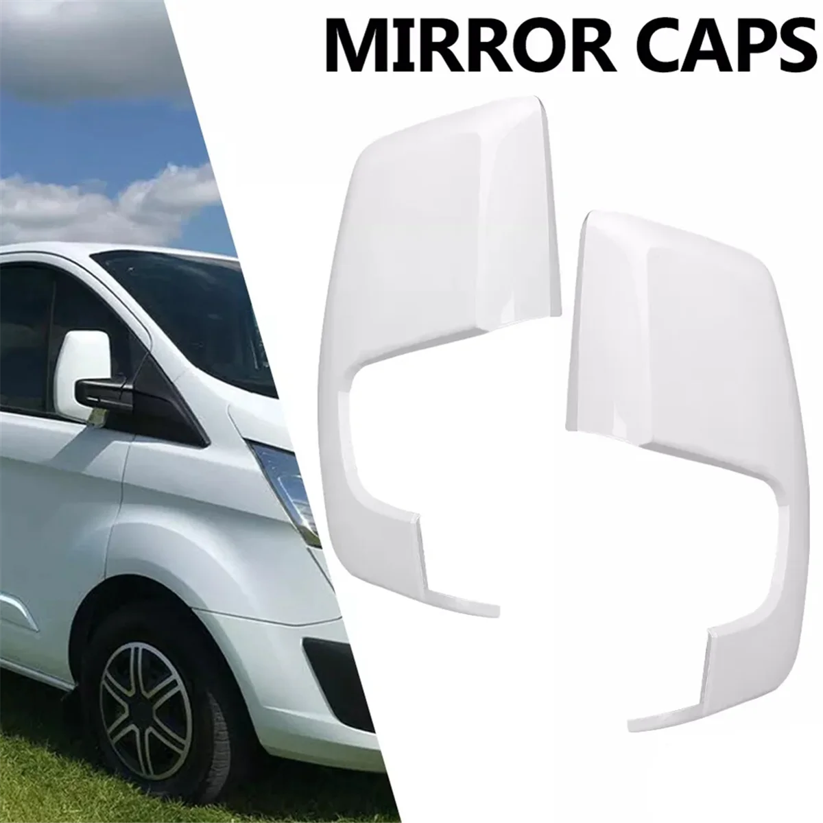 Car Side Wing Mirror Cover Rear View Mirror Cover 1809084 2064129 2064127 for Ford Transit Custom 2014-2020 White