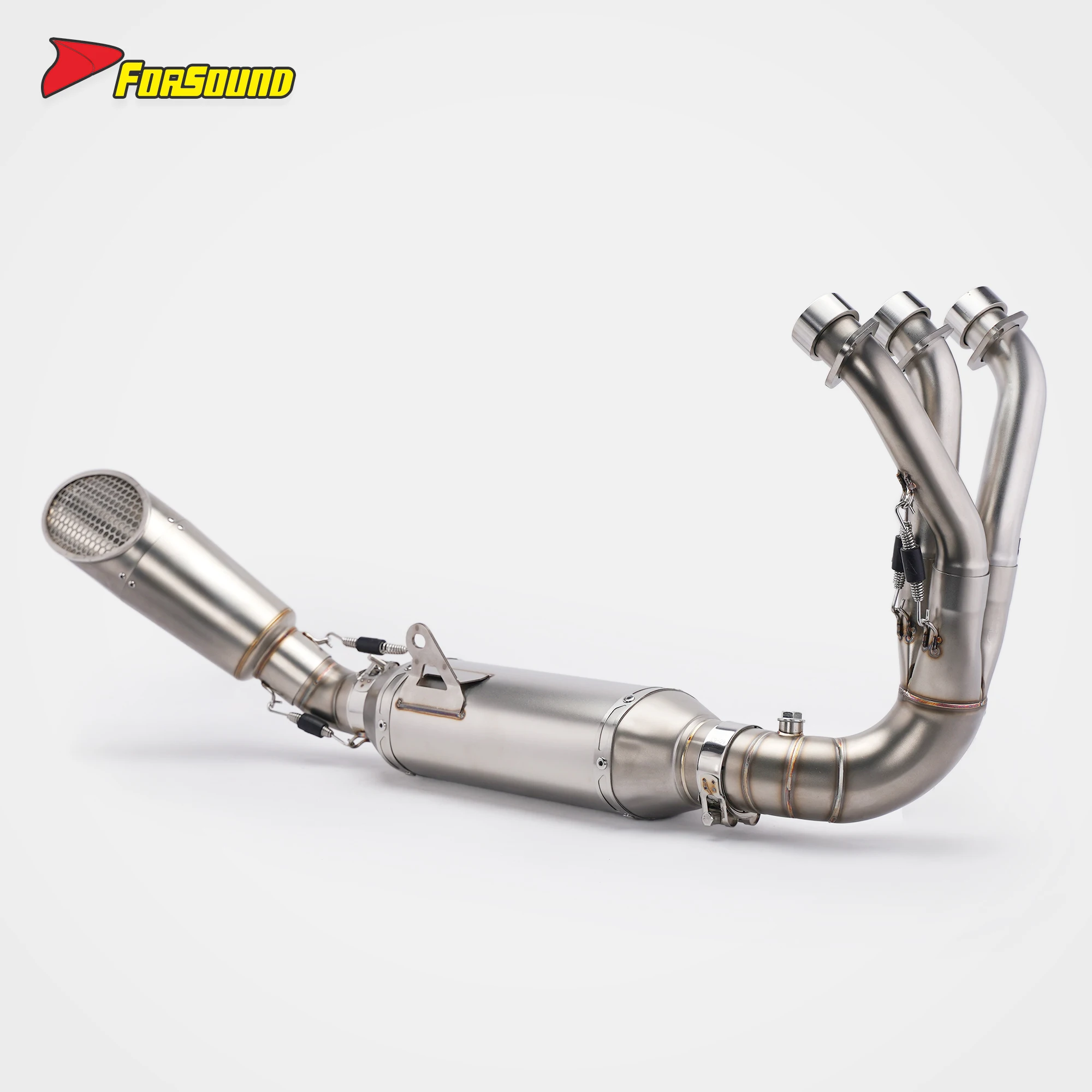 For YAMAHA MT09 Full Exhaust System Stainless Steel Low Mount Shorty Slant Cut Honeycomb 60mm Tailpipe 2014-2024 Aggressive