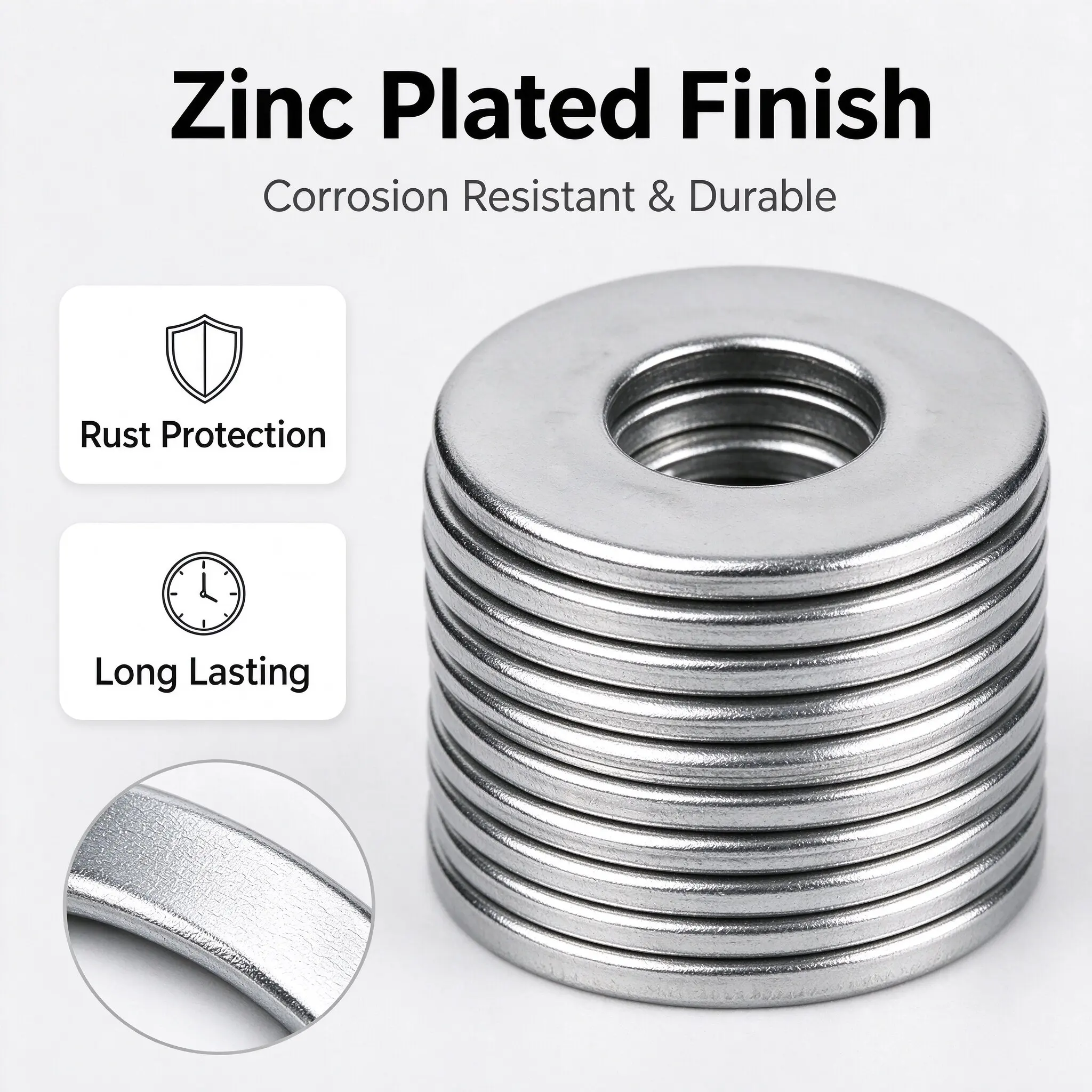 1250PCS Flat Washer Kit, Zinc Plated Steel Flat Washers M2-M12 Assortment Set with Case for Hardware Repair