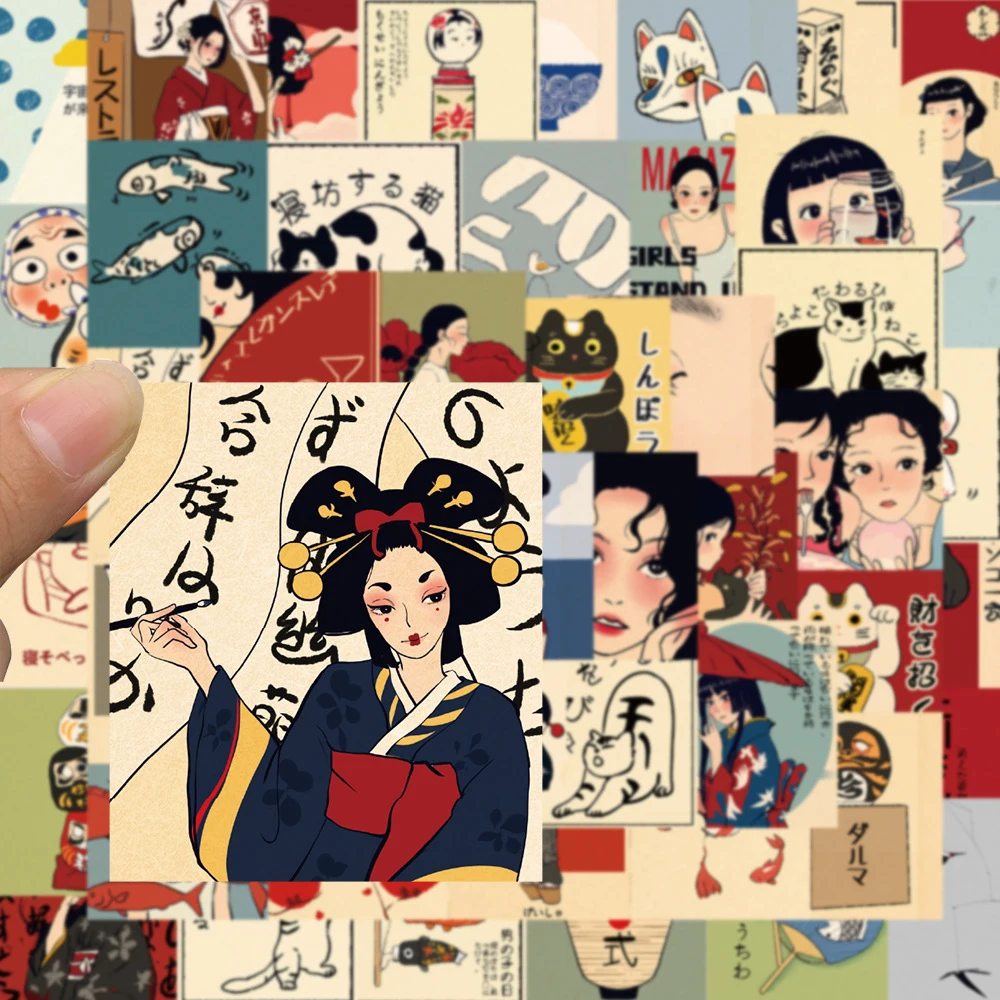 10/30/50pcs Vintage Classic Japanese Anime Scrapbook Stickers DIY Laptop Phone Diary Bike Retro Cartoon Decoration Sticker Decal