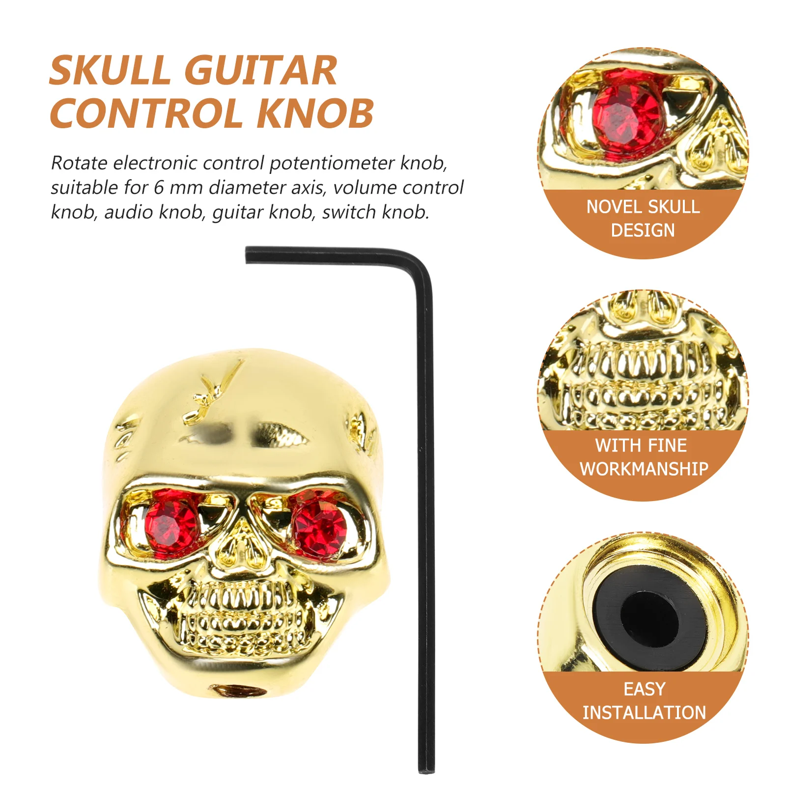 

Skull Style Guitar Volume Control Knob Metal Potentiometer Caps for Electric Bass Guitar Amplifier Accessory Volume Control Knob