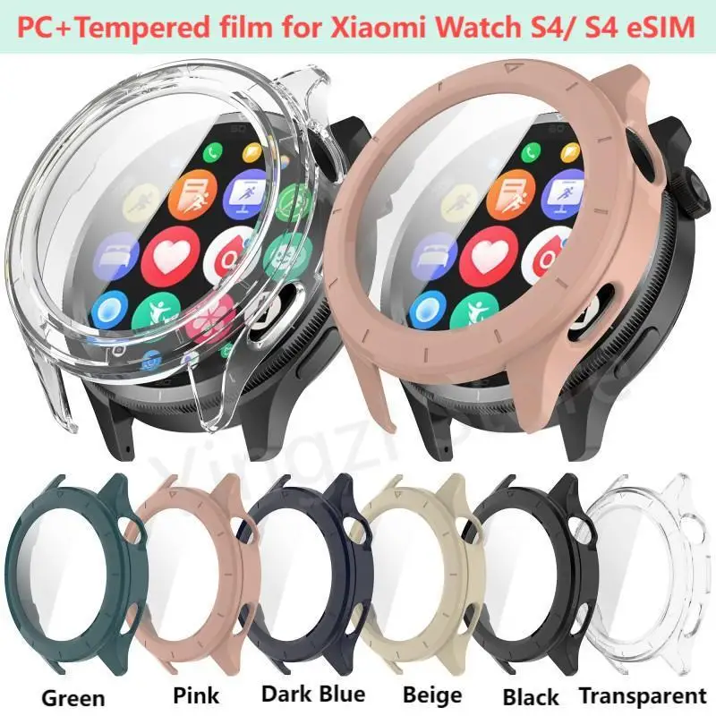 PC + Tempered Film Case For Xiaomi Watch S4 /S4 eSIM Smart Watch Screen Protector Replaceme Shell of Xiaomi WatchS4