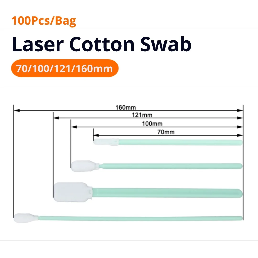 100Pcs/Bag Industry Cotton Micro Swab Dus Off Fiber Laser Tools Anti-static for Cleaning Laser Lens Protective Windows Head Part