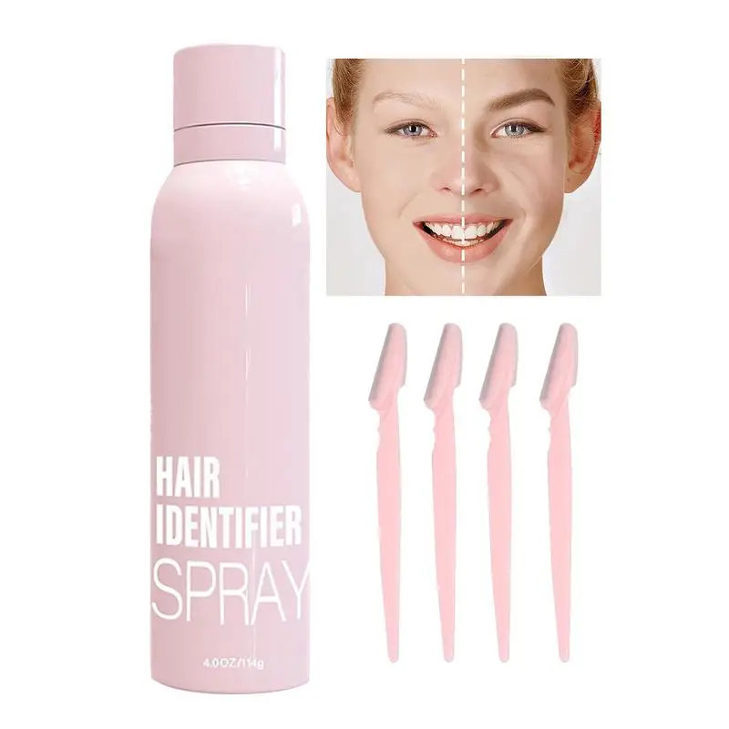 Spray de reconnaissance des cheveux qualifiée aux pour femmes, spray de rasage de la peau, spray d'identification des cheveux pour le rasage du visage, grattoir inclus, 4 pièces
