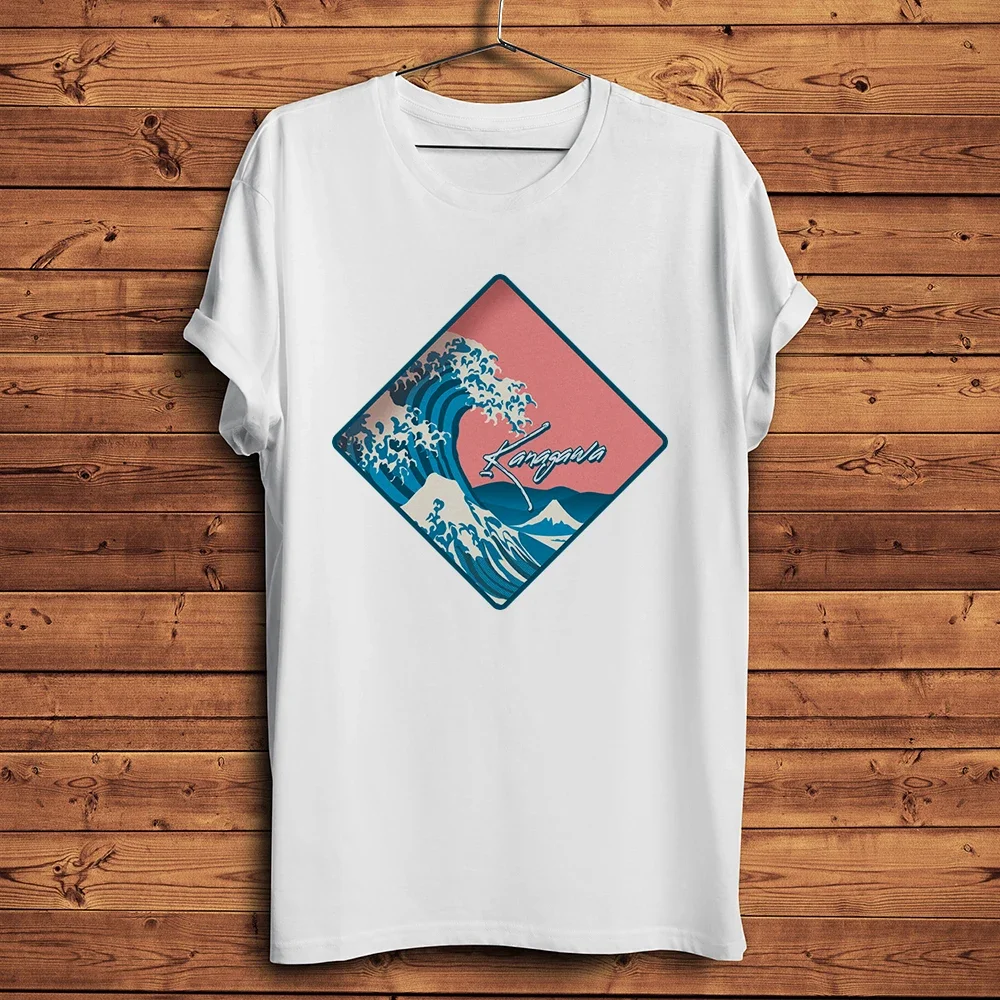 Vaporwave Edo Ukiyo The Great Wave Off Kanagawa T-Shirt,White Casual Short Tshirt,Unisex Vintage Streetwear Tee,Breathable Print