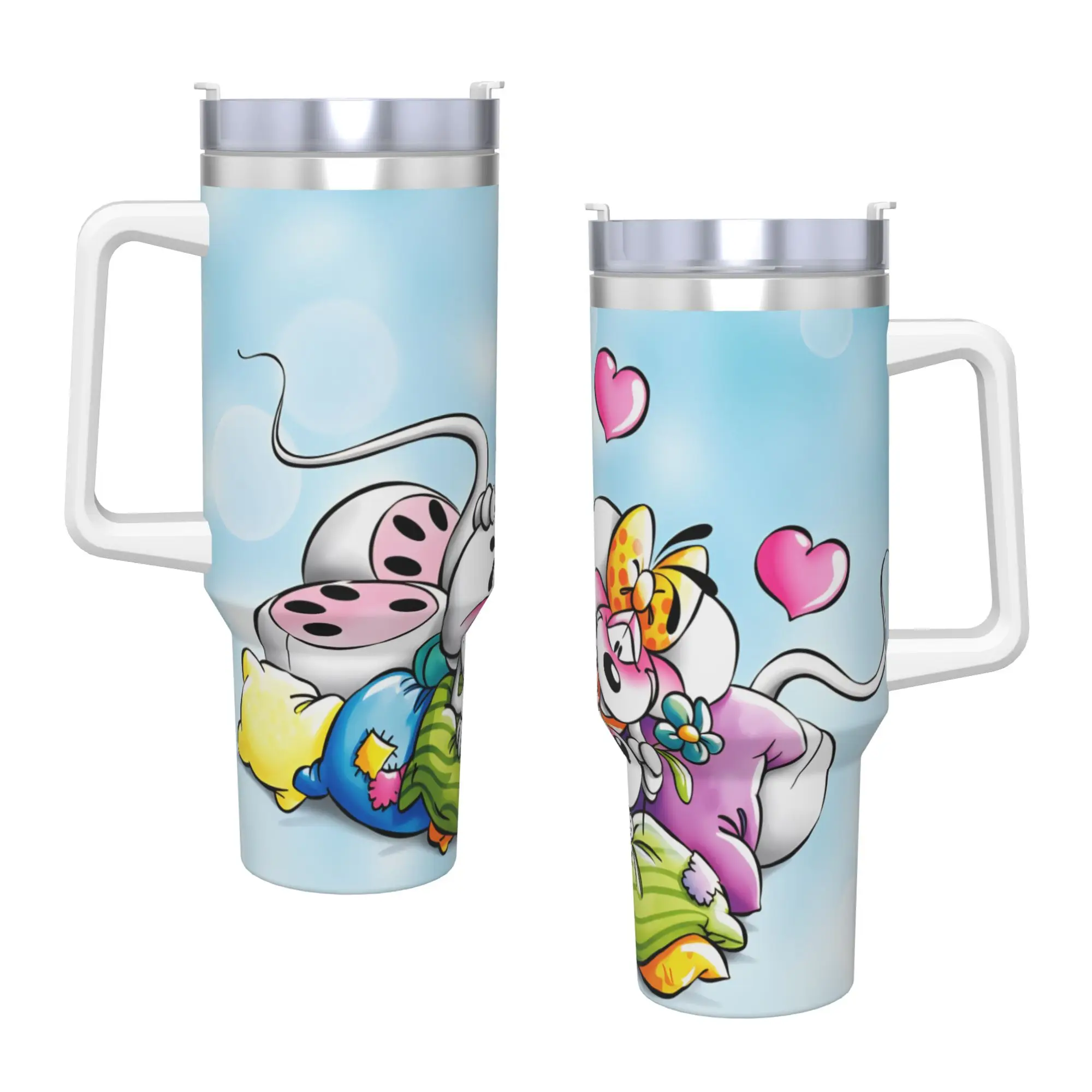 Comic Cartoons Diddl Tumbler  Hot Drinks Water Bottle Keep Heat Stainless Steel Coffee Mug Custom DIY Camping Mugs Cup
