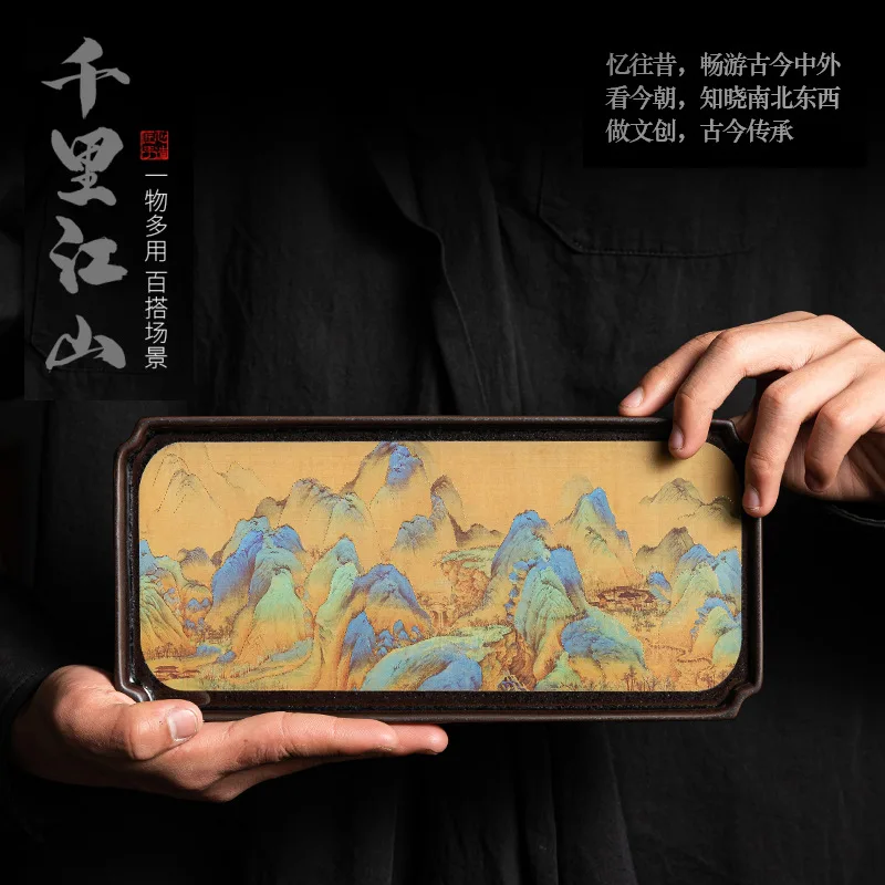 Li Jiangshan map dry foam tray Japanese ceramic kung fu tea set small tea tray pot bearing pot tray tea table saucer