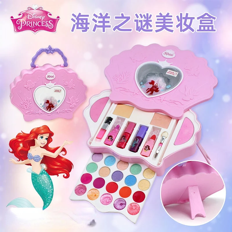 Originale real Disney girls mermaid Cosmetics Beauty Set Toy kids princess Fashion Toys Play House regalo per bambini