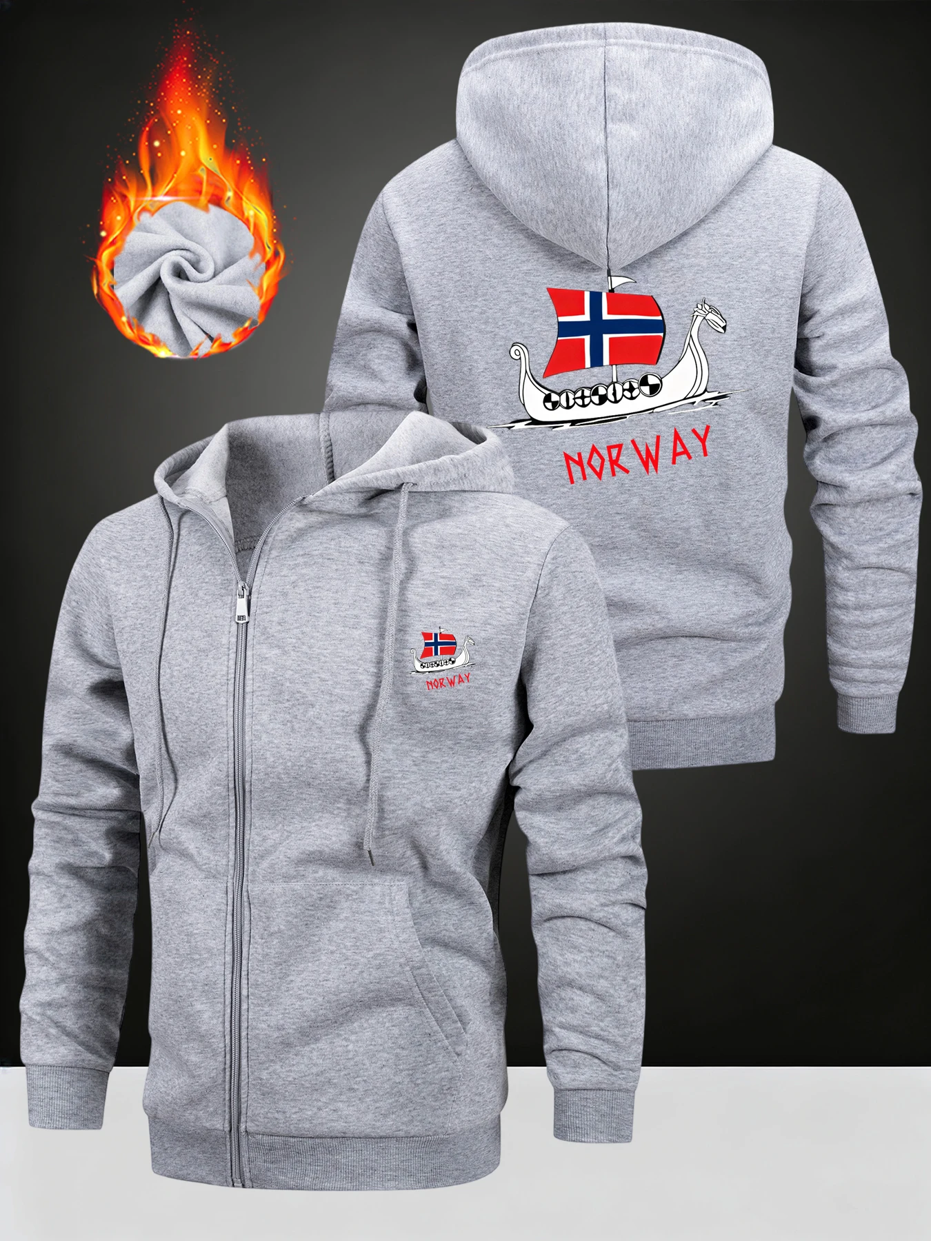 2025 الخريف يندبروف هوديي النرويج المطبوعة الرجال البلوز سستة إغلاق سترة موضة رياضية ملابس الشارع الشهير الذكور