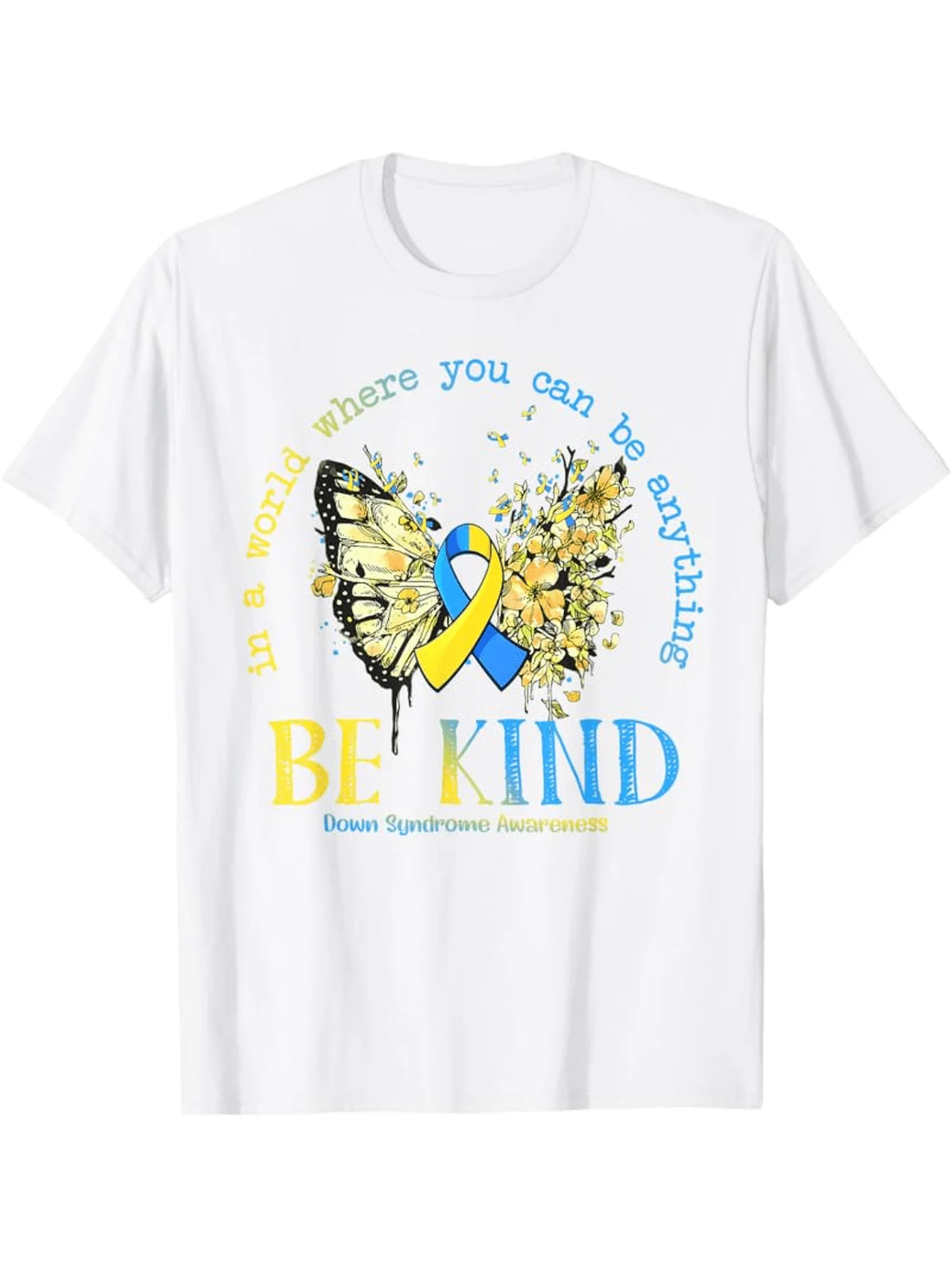 

Men'S Syndrome Awareness T-Shirt - Be Kind Graphic with Puzzle Piece & Butterfly Design,Soft Breathable Short Sleeve Round