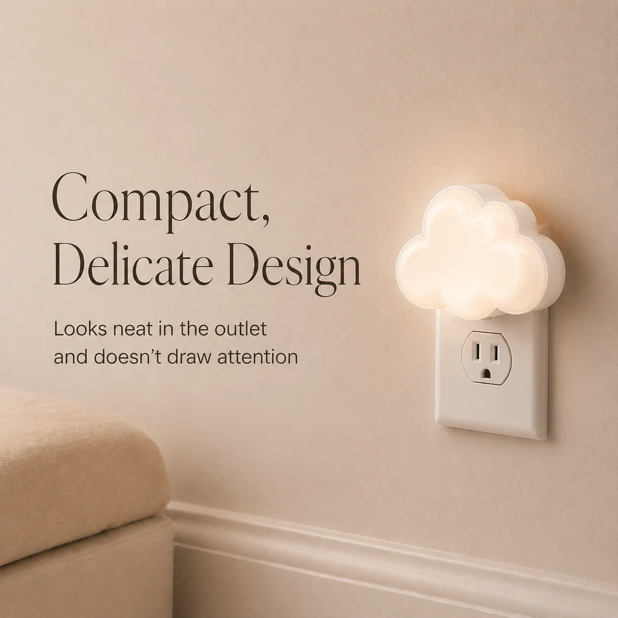 Cloud Shaped LED Nightlight with Light Sensor Plug in Automatic on Off Lamp for Children Room Hallway Stairway