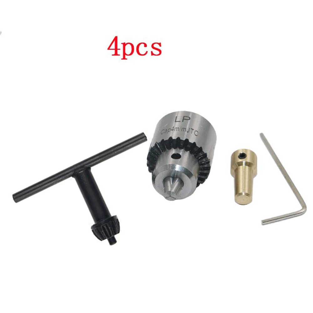 4pcs/set 0.3-4mm Micro Motor Drill Chuck JT0 Taper Mounted Drill Chuck With Chuck Key 3.17mm Chuck Connecting Rod Driver Tool