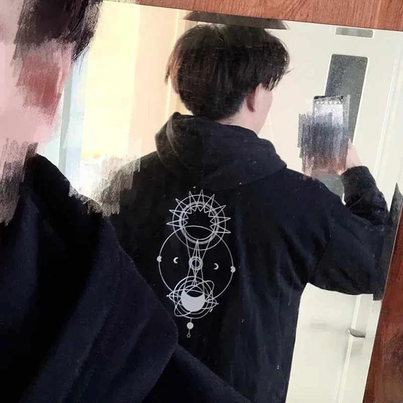 المسلسل التلفزيوني الجديد الكسوف تأثيري معطف للجنسين الكبار هوديي أسود الربيع والخريف زوجين البلوز بلوزات سترة رداء علوي غير رسمي