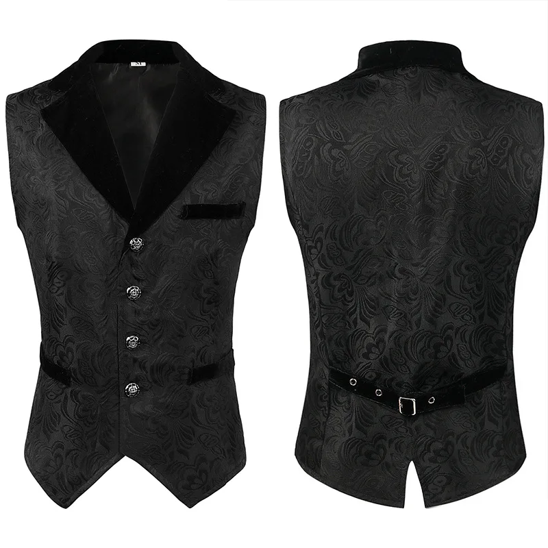 Dropshipping !!  2023 New Men Waistcoat Steampunk V Neck Sleeveless Vintage Spring Vest for Cosplay