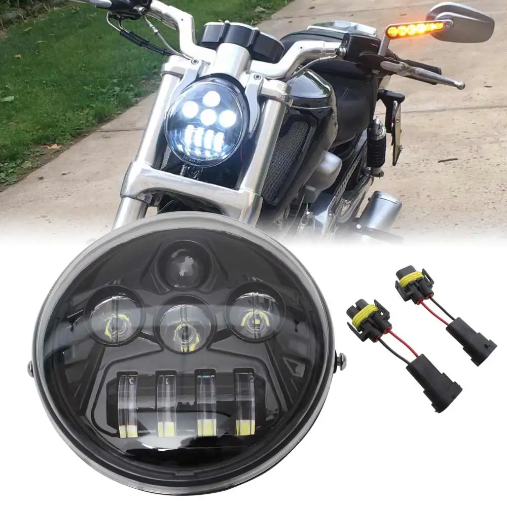 

Motorcycle Super Bright White Light 6500K shockproof LED Headlamp Hi/Low Beam Fit For Harley V-Rod Muscle VRSCAW VRSCF 2009-2017