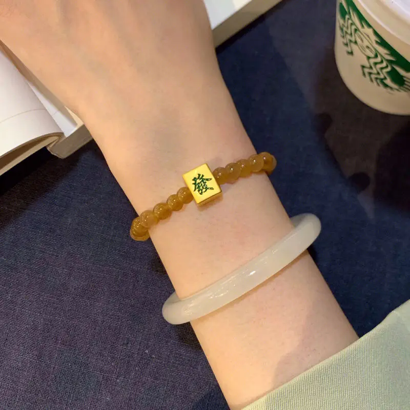 Bracciale Fa Cai Mahjong Bracciale da donna in oro nuovo Moda turchese Hetian Yu Regalo di San Valentino per la fidanzata