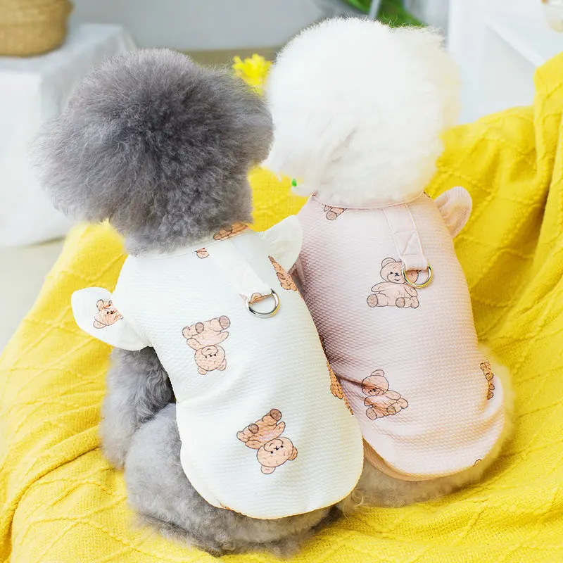 Dog Clothes Bear Lace Clothes Dog Traction T-shirt Drawable Rope Cat Teddy Bear Small and Medium-sized Dog Thin Summer Clothes