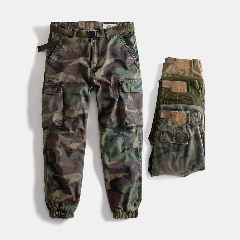 Retro Loose Camouflage Pants Multi-pocket Tooling Trousers Men's Trendy Casual Canvas Leggings