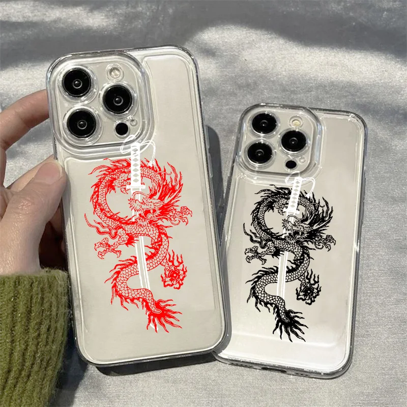 myths legends Chinese Dragon For Realme10 9 C30 53 63 Narzo50 FindX5 Reno12 11 10 8 7 6 ProPlus Transparent Space Phone Case