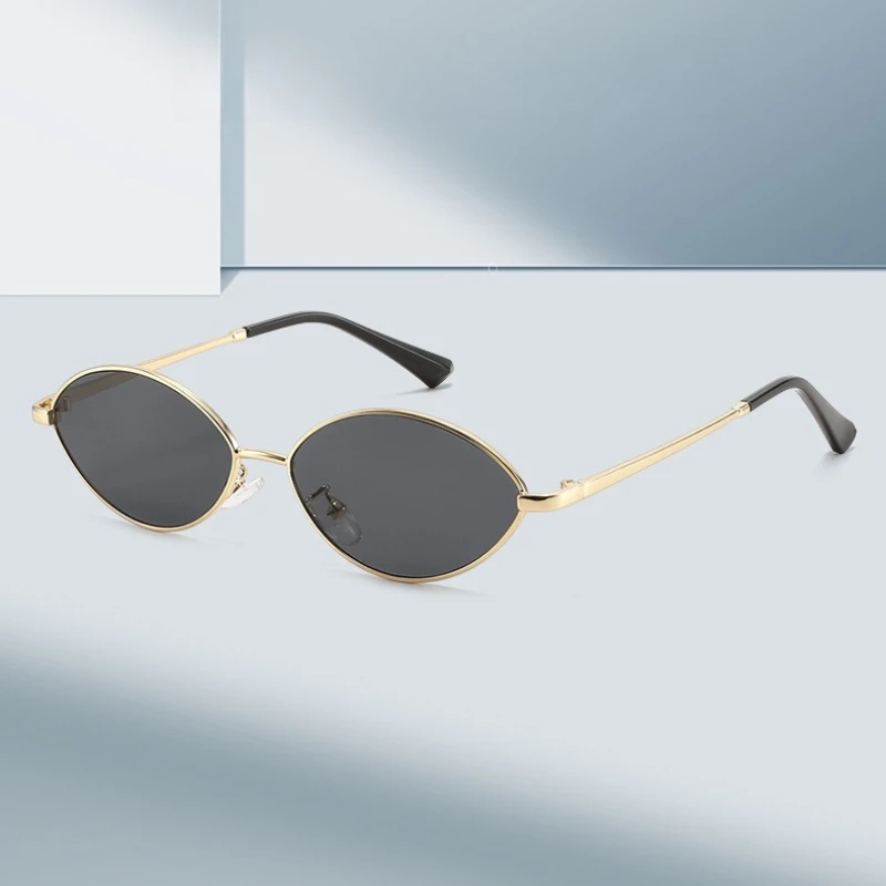

Fashionable Metal Oval Frame Sunglasses for Women Versatile Street Style Shades Outdoor Travel UV Protection Eyewear UV400