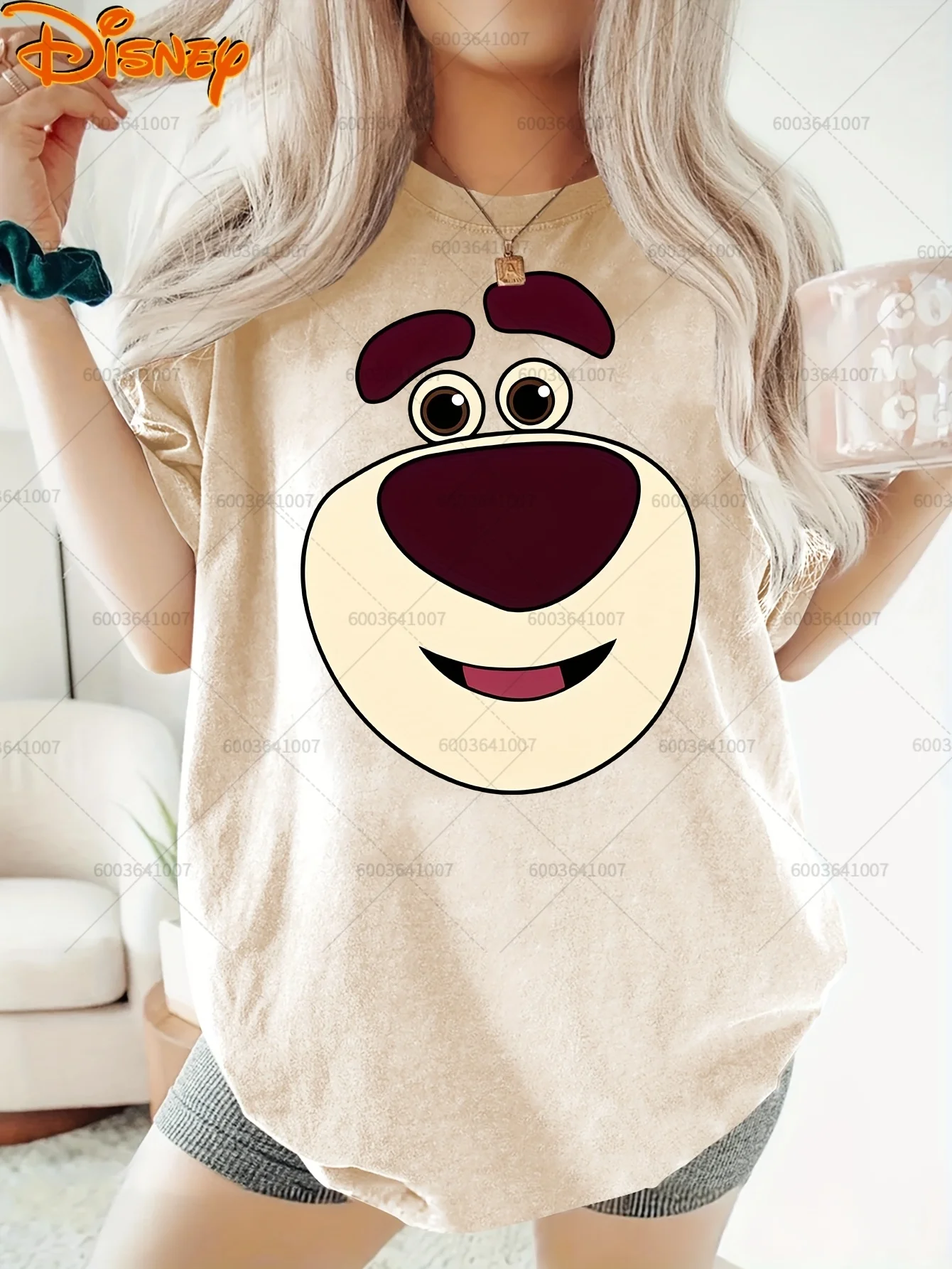 

Disney Toy Story Lotso‌‌ Bear smile Face Women's Men Cotton T Shirt O-Neck Tee Unisex Clothing Short Sleeve Oversized Streetwear