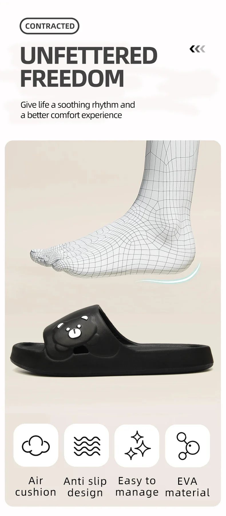 Summer Home Use EVA Slippers for Women Cute Cartoon Design Indoor Comfortable Slip-On Shoes