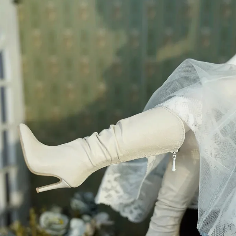 

BJD Doll Shoes for 1/4 Doll High Heels Leather Boots Doll Accessories Doll Toy Gift White Brown Black