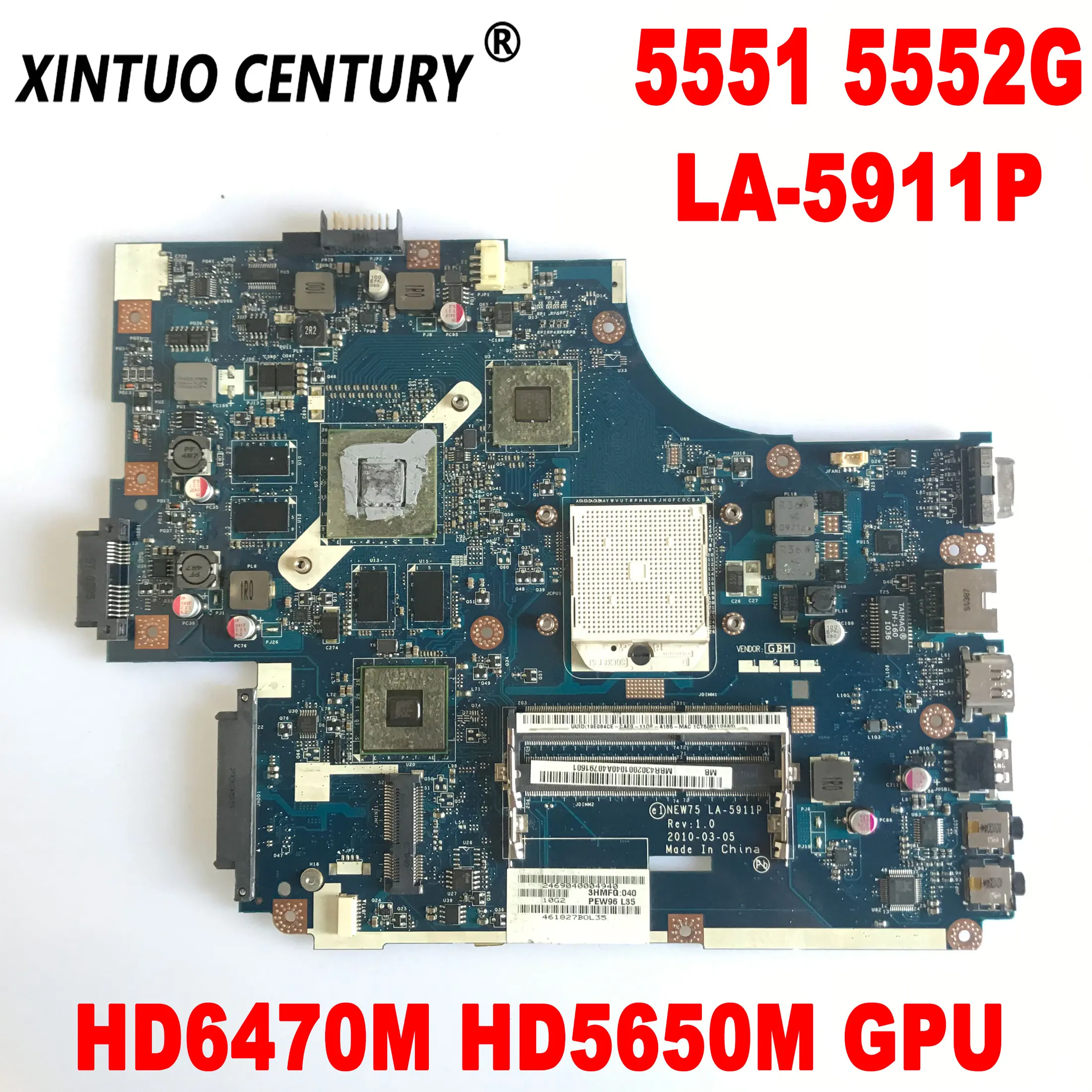 

NEW75 LA-5911P motherboard for Acer Aspire 5551 5552 5551G 5552G laptop motherboard with HD6470M HD5650M GPU DDR3 100% tested