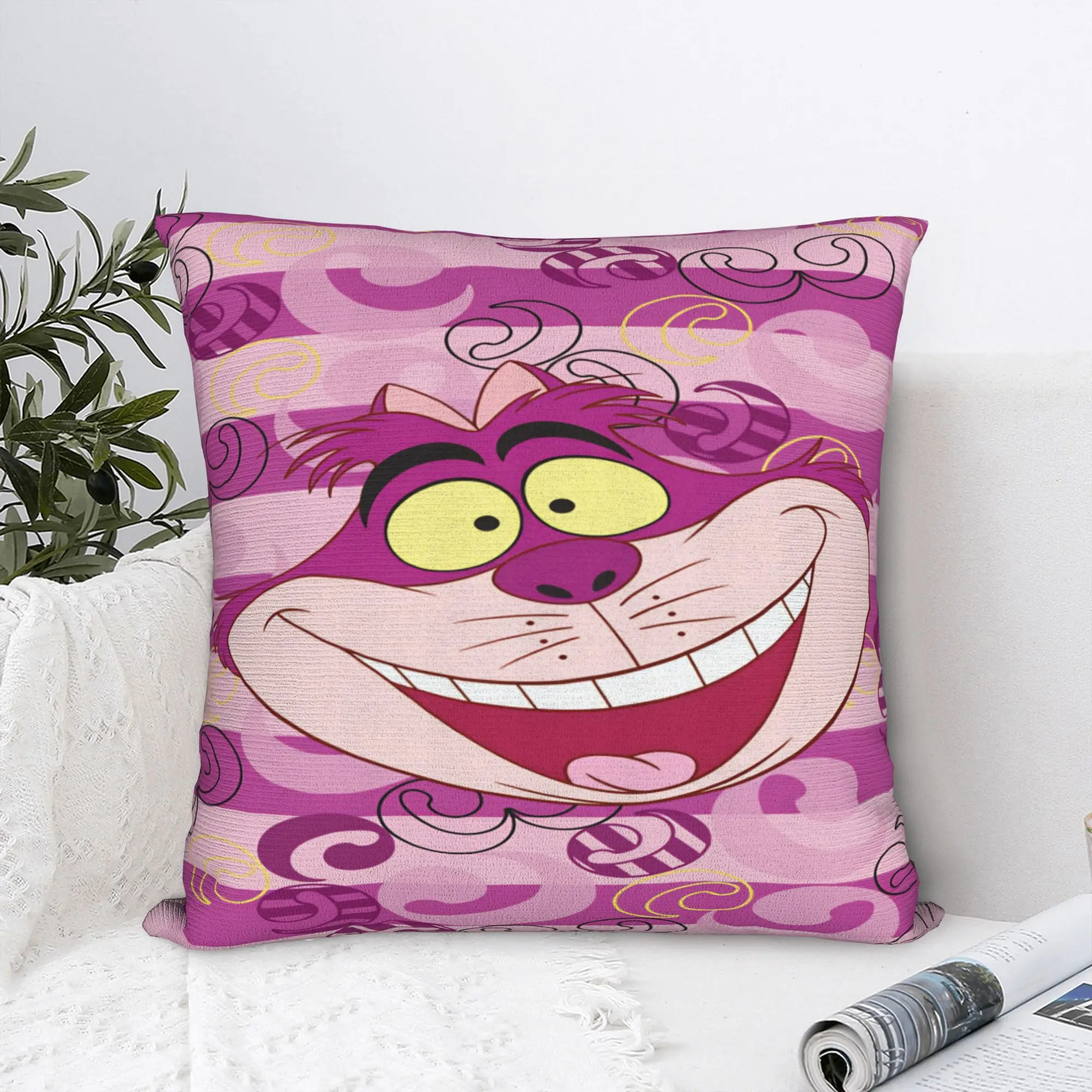 Alice Cheshire Cat  Pillow Case  Square Pillow Cover Vintage Pillowcases For Living Room Bed Chair