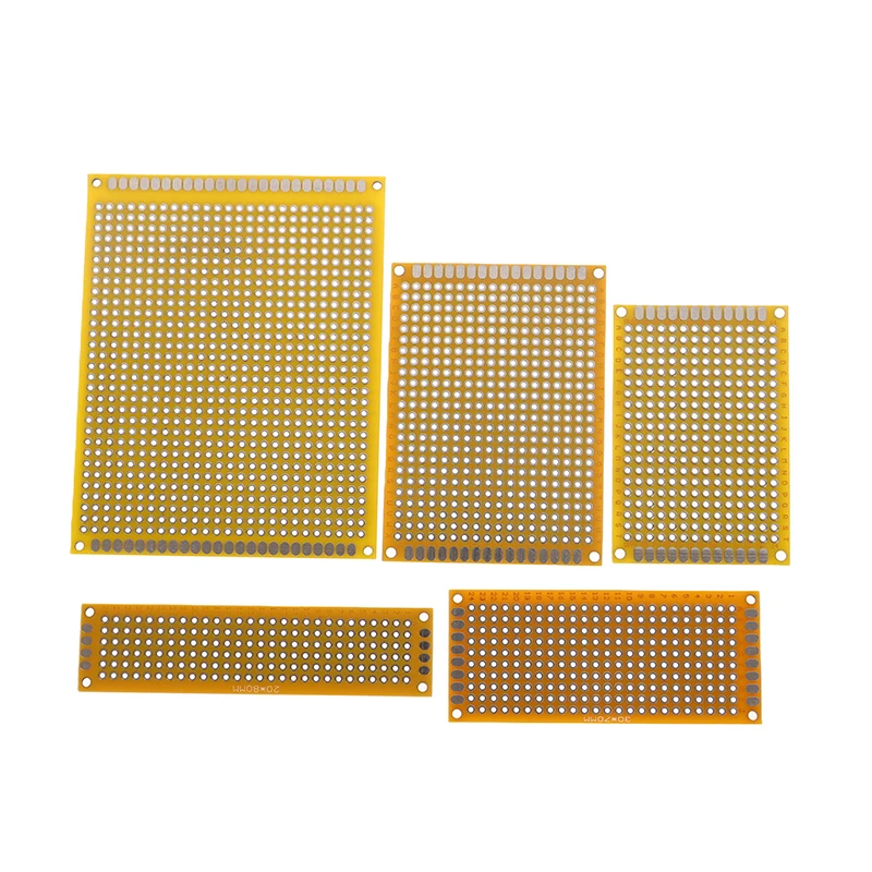 5PCS PCB Breadboard Yellow Protoboard Board Plated Universal Board Double Sided Board