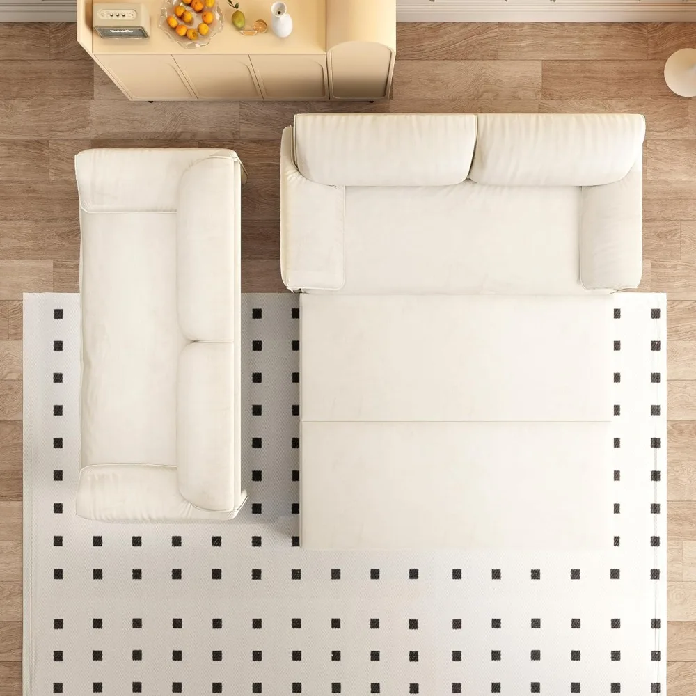 أريكة سرير قابلة للسحب بحجم كوين 66 بوصة، أريكة نوم قابلة للتحويل 3 في 1 مع مساحة تخزين جانبية، سرير بمقعدين مخملي حديث، لغرفة المعيشة #6