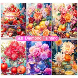 DIY 5D Diamond Painting Fruit Flower Full Round Diamond Mosaic Embroidery Rose Cross Stitch Art Home Decoration Birthday Gift