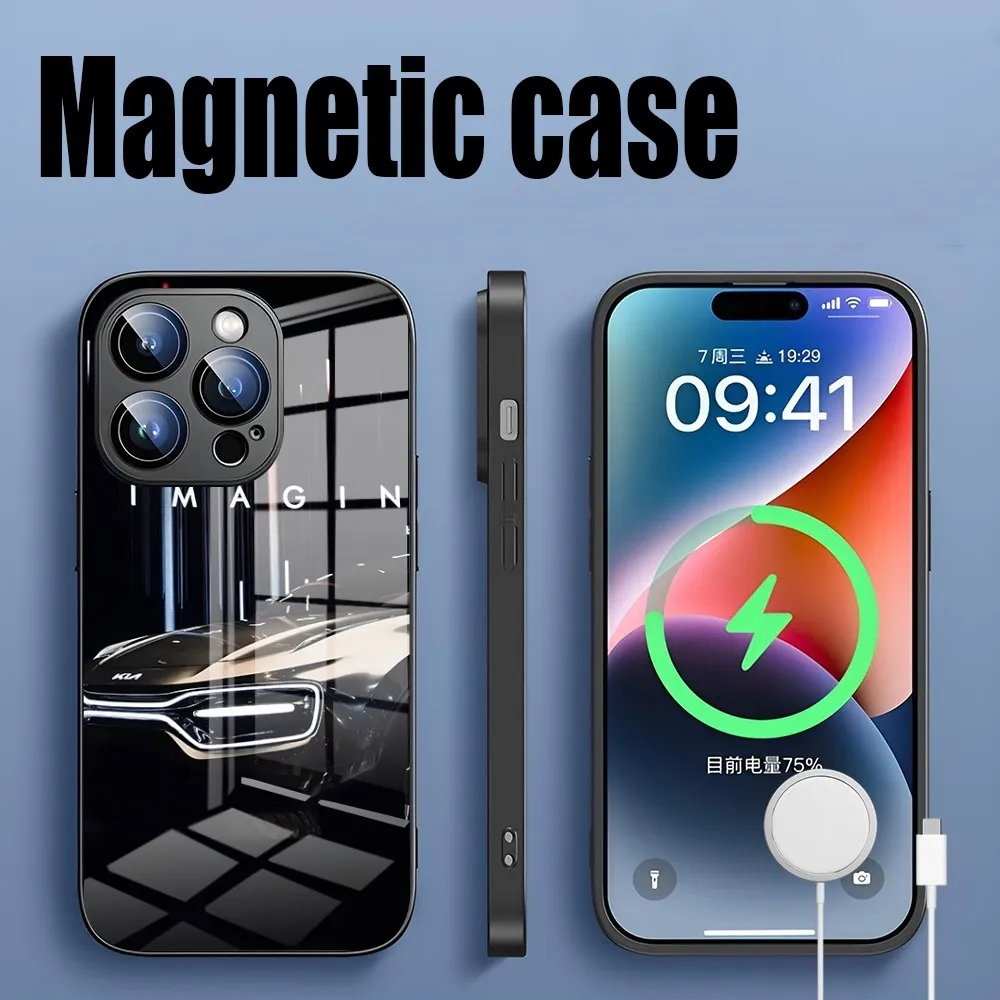 Kiaes Logo Korean car Magnetic Case For Iphone 15 13 12 14 11 Pro Max Mini X Xr Online Shopping Xs 8 7 Puls 6 Macsafe Glass coqu