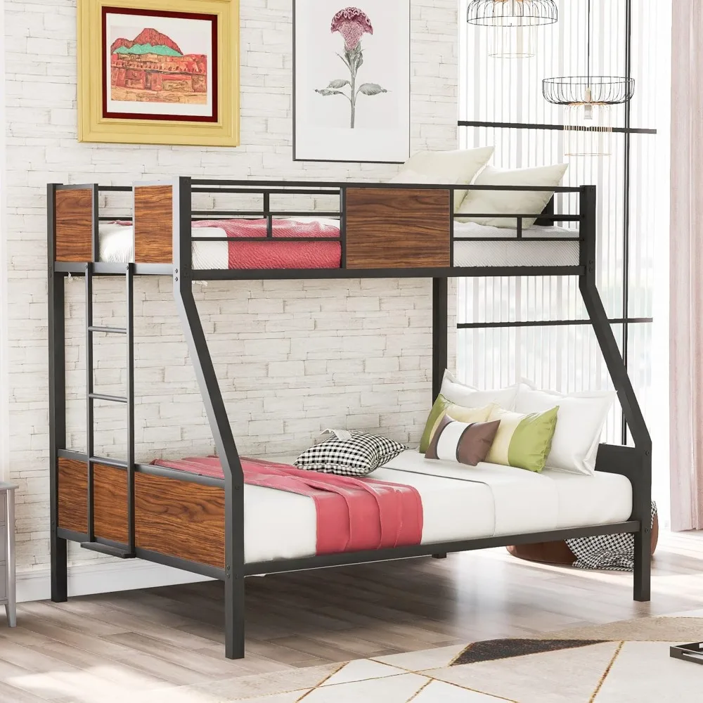 

Twin Full Metal Bunk Bed with Safety Rail Ladder for Dormitory Bedroom Boys Girls Adult, Easy to Assemble Heavy Duty Bed Frame