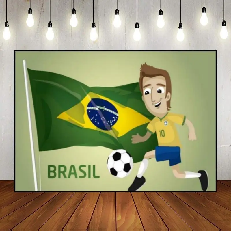 Party Wall Brazil Theme Backdrop Background Freedom Samba Photography Banner Football Kingdom Star Custom Golden Photo Birthday