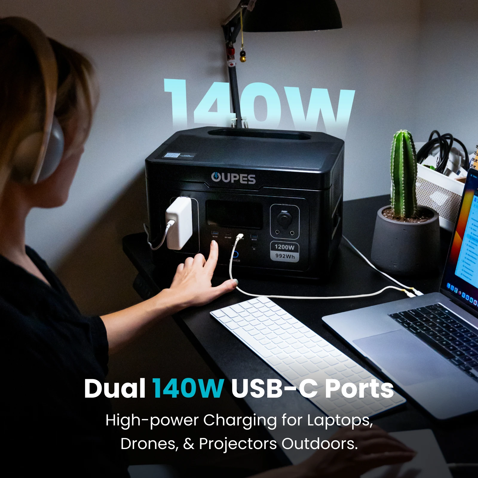 OUPES Exodus 1200 Solar Generator Portable Power Station 1200W/992Wh 1500w Boost Model(3600W Surge), 23 lbs