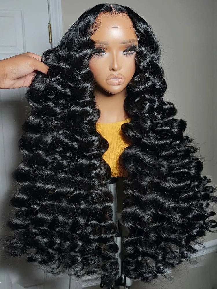 SmilegirlHD Pelucas de Cabello Humano con Encaje Frontal 13x6, Ondas Naturales Sueltas, 250% Transparente, 30 40 Pulgadas, Peluca Frontal de Encaje 13x4 con Ondas Profundas