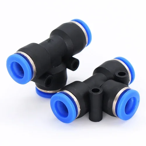 Imagen 2 del producto 100 Uds 50 Uds lote PE accesorios neumáticos montaje plástico tipo T 3 vías para 4mm 6mm 8mm 10mm tubo en T conector rápido bloqueo deslizante