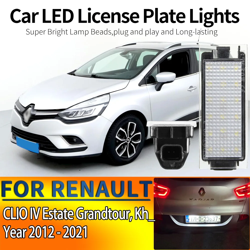 2pcs LED Number License Plate Light Lamp 12V For RENAULT, CLIO IV Estate Grandtour, Kh_ CLIO IV Hatchback, Bh_ 2012-2021 the car