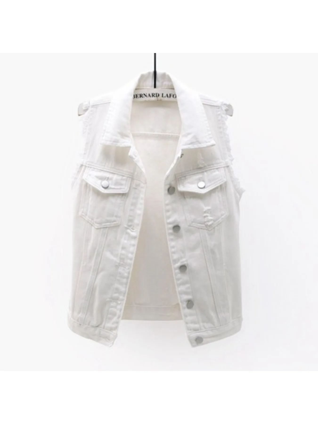 Women's Denim Vest 2026 New Short Sleeveless Jacket with Raw Edge & Buttons