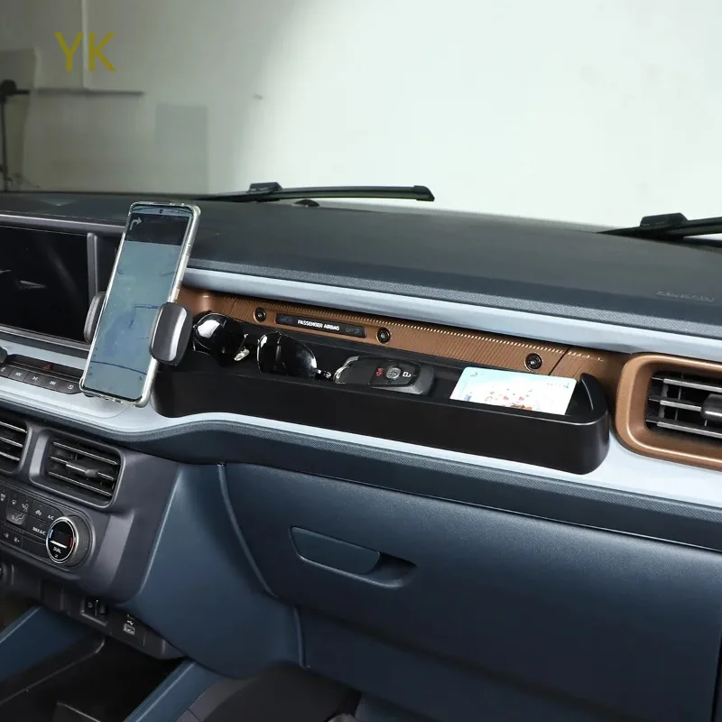 

Для Ford Maverick 2022-2025 ABS черный автомобильный приборная панель Co-Pilot перчаточный ящик для хранения держатель для мобильного телефона внутренние автомобильные аксессуары