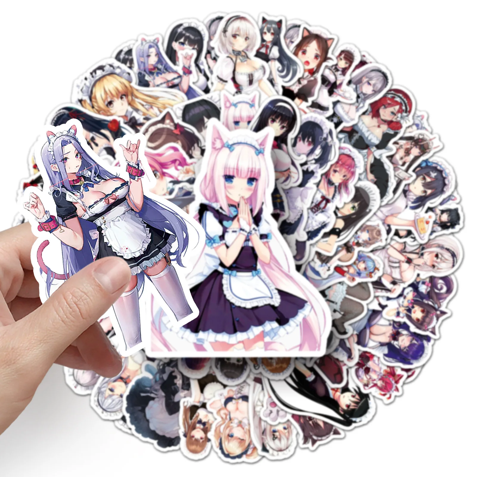 50pcs Sexy Anime Maid Girl Stickers Hentai Waifu Decals Graffiti Motorcycle Car Skateboard Waterproof Sticker Party Gifts