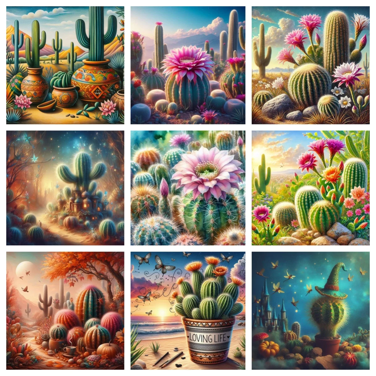 

Colorful Cactus DIY 5D Diamond Painting Desert Green Plants Hand Painting Mural Diamond Embroidery Mosaic Home Wall Decor