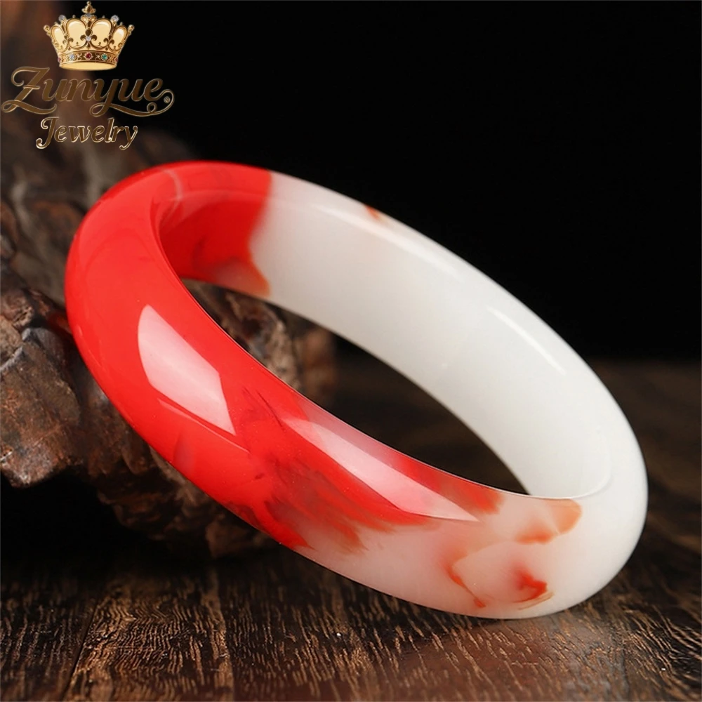 

Chicken-Blood Jade Ice-Type Floating Flower Bracelet Luxury Quality Jewelry Handicraft Fashion Jewelry Exquisite Charms Elegant