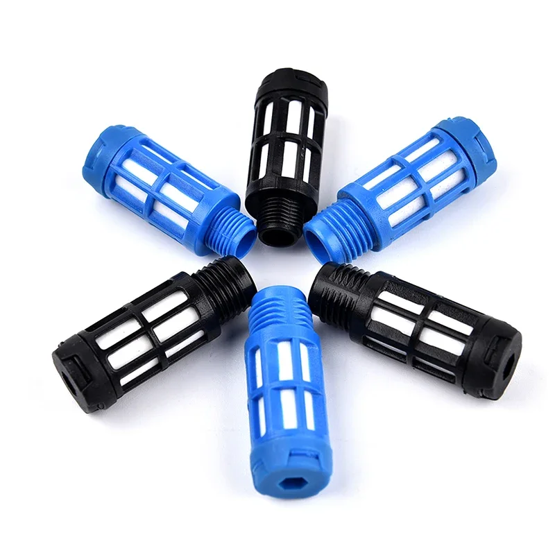 Pneumatic Components1/8 1/4 3/8 1/2 3/4 BSP Male Thread Plastic silencer Pneumatic Black blue Air Quick Exhaust Muffler