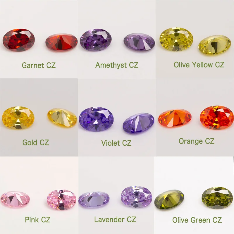 

20pcs Gems Oval Cut Pink Yellow Green Blue Orange Garnet Black CZ for AAA Cubic Zrconia Jewelry