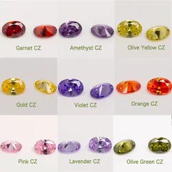 20pcs Gems Oval Cut Pink Yellow Green Blue Orange Garnet Black CZ for AAA Cubic Zrconia Jewelry