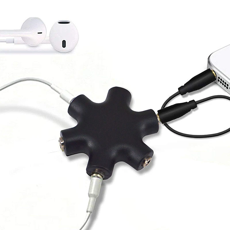 Headphone Splitter 5-Jack 3.5mm Earphone Headphone Audio Aux Splitter Stereo Audio Headset Adapter 5 Way 1 Male to 2 3 4 5