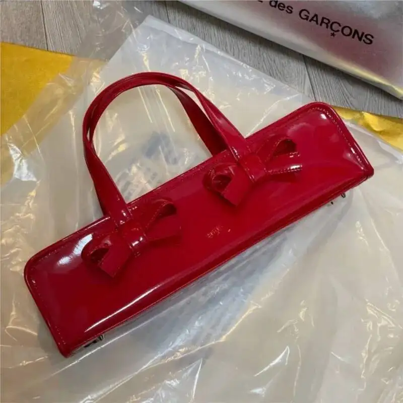 

Bloom Retro Bow Red Y2k Hand Purse Women Hot Girls Leather Zipper Shoulder Bags Ladies Fairy Core Aesthetic Underarm Bag