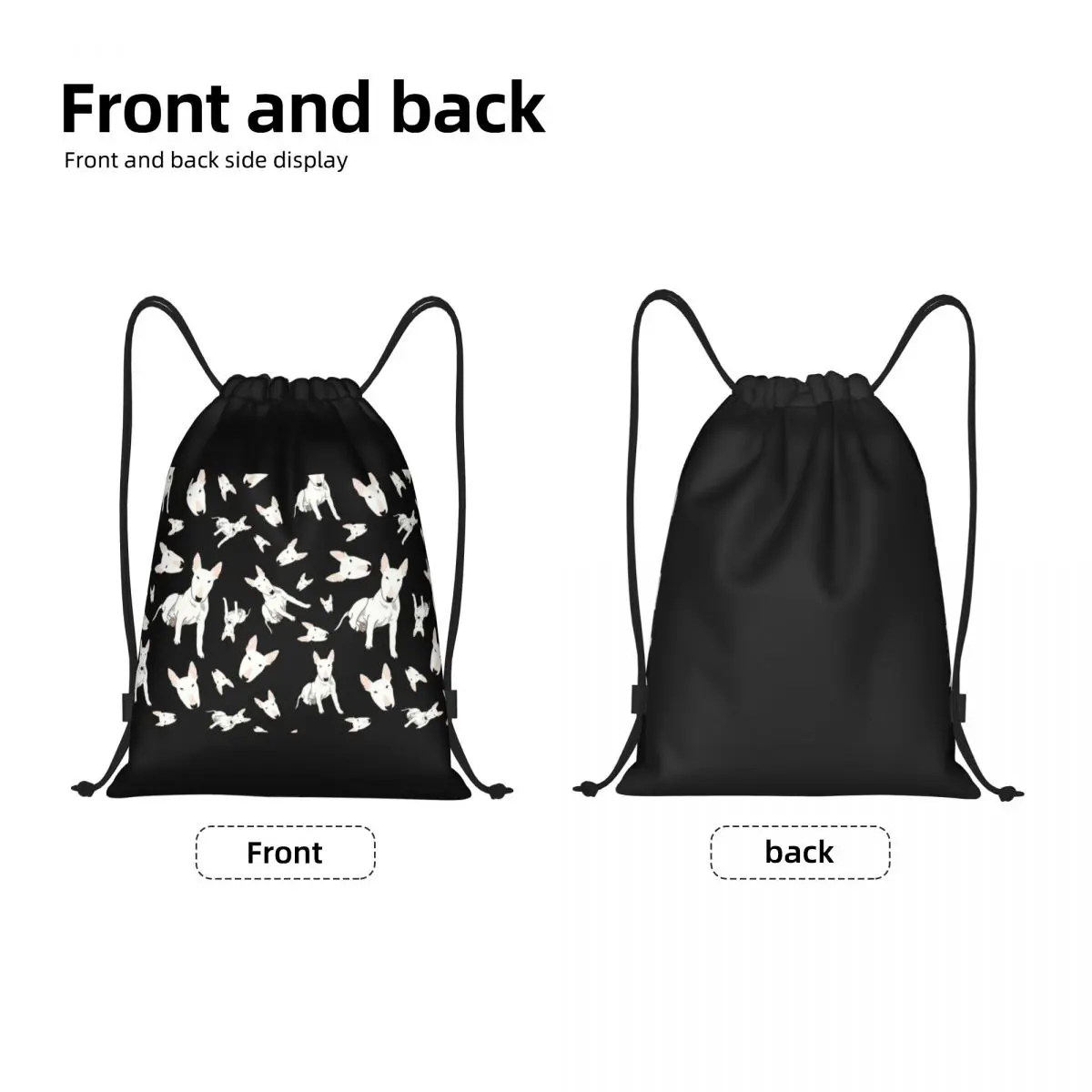 Custom David The Bull Terrier Dog Drawstring Bags Women Men Foldable Sports Gym Sackpack Animal Shopping Backpacks